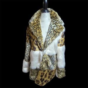 Dolls Kill Decadent Glamour Patchwork Leopard Cheetah Faux Fur Coat XXS